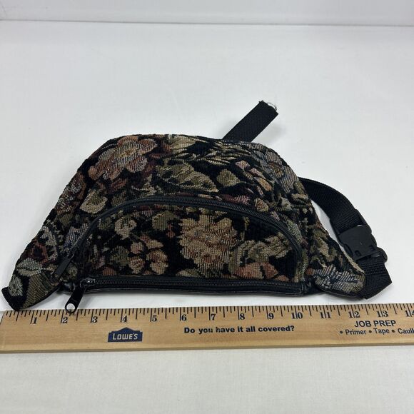 Vintage Floral Tapestry Bum Bag Fanny Pack Waist Zip Pockets Bloomcore Cottage - Picture 11 of 16